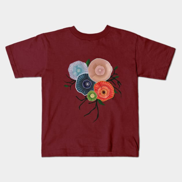 Abstract flower design Kids T-Shirt by Sybille